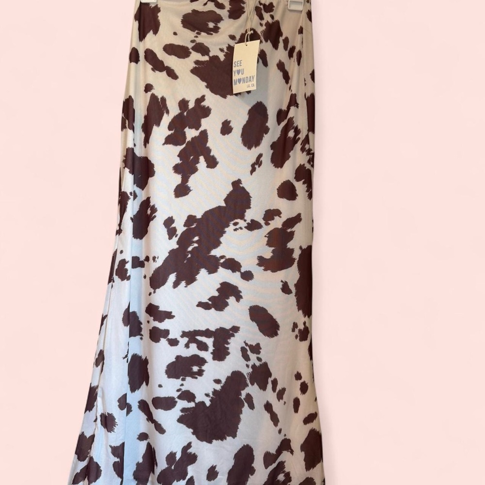 See You Monday Brown and White Maxi Skirt